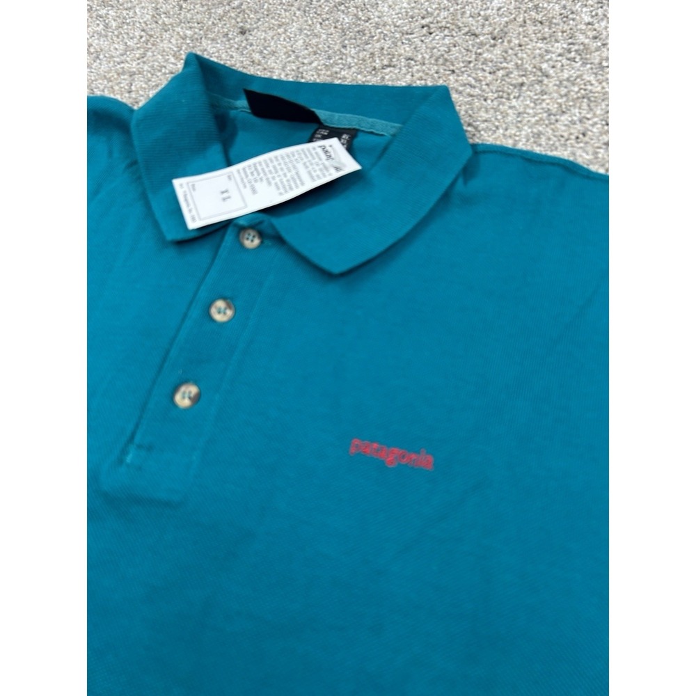 Vintage‎ Patagonia Polo Shirt XL Teal 100% Cotton Made In Hong Kong 90s #0033